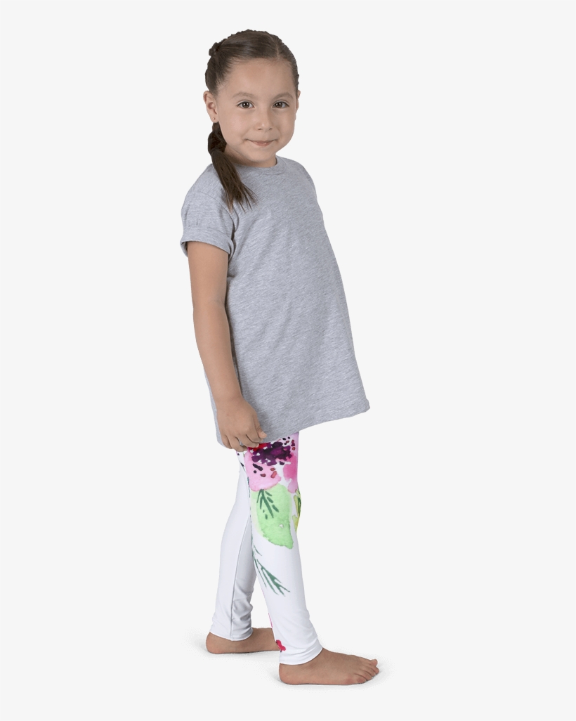 Watercolor Flowers Kid's Leggings - Leggings Kids Mockup, transparent png download