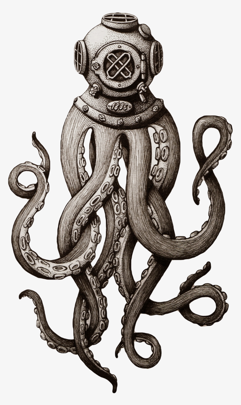 Report Abuse - Octopus With Diving Helmet, transparent png download