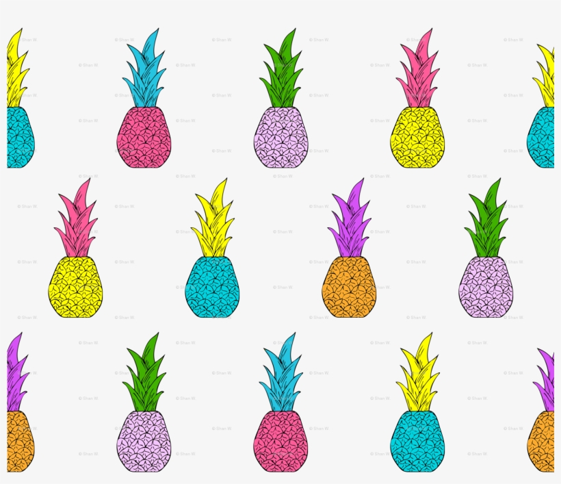 Neon Pineapples Fabric - Textile, transparent png download
