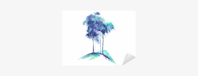 Watercolor Tree Isolated On White Background - Watercolor Painting, transparent png download