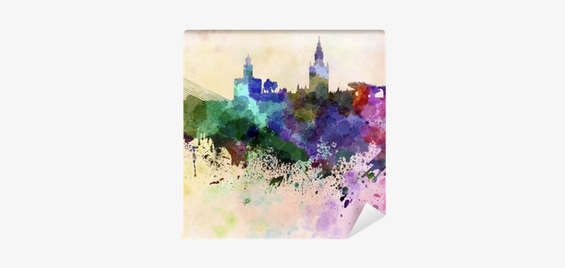 Seville Skyline In Watercolor Background Wall Mural - Painting Png Transparent, transparent png download