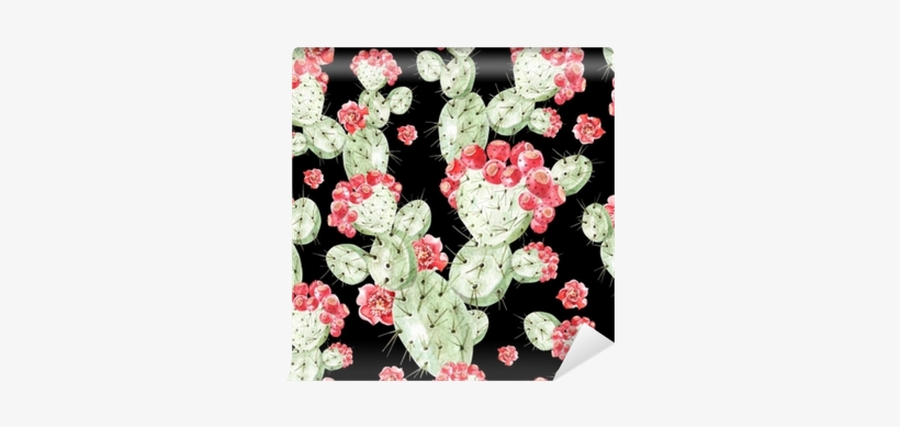 Watercolor Pattern With Cactus - Watercolor Painting, transparent png download