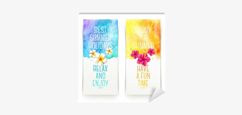 Summer Holidays Watercolor Banners With Tropical Flowers - Летние Иллюстрации, transparent png download