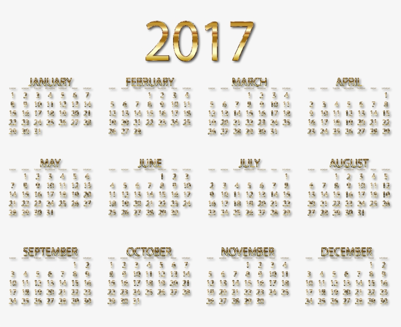 2017 Calendar Png 1 - Calendar, transparent png download