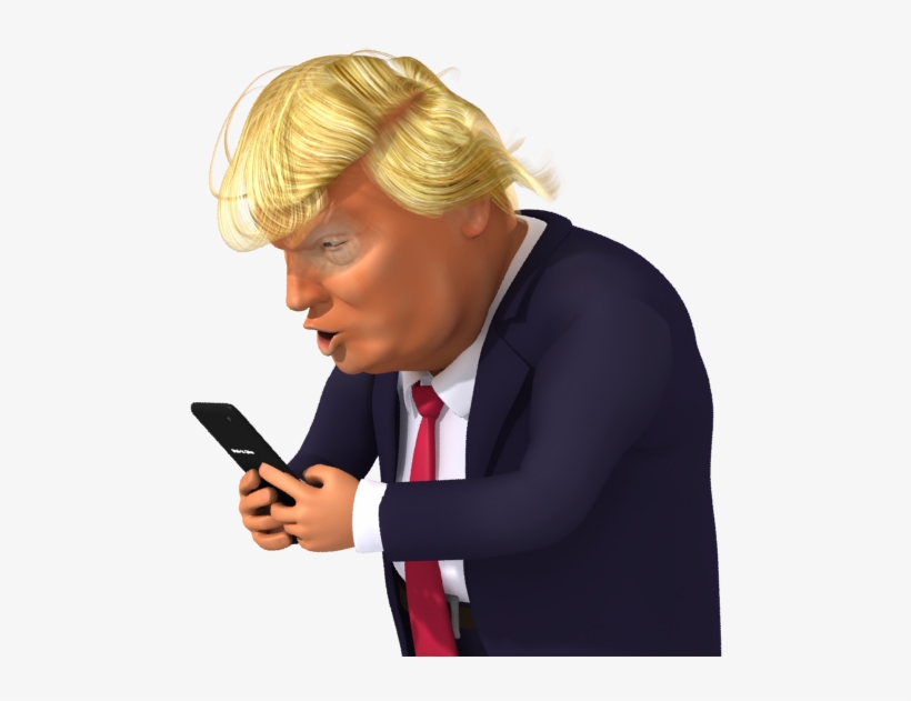 Confused Trump Png Banner Black And White - Trump Tweeting On His Phone, transparent png download