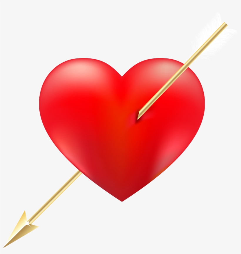 Red Heart With Arrow Png Clipart - Clip Art, transparent png download