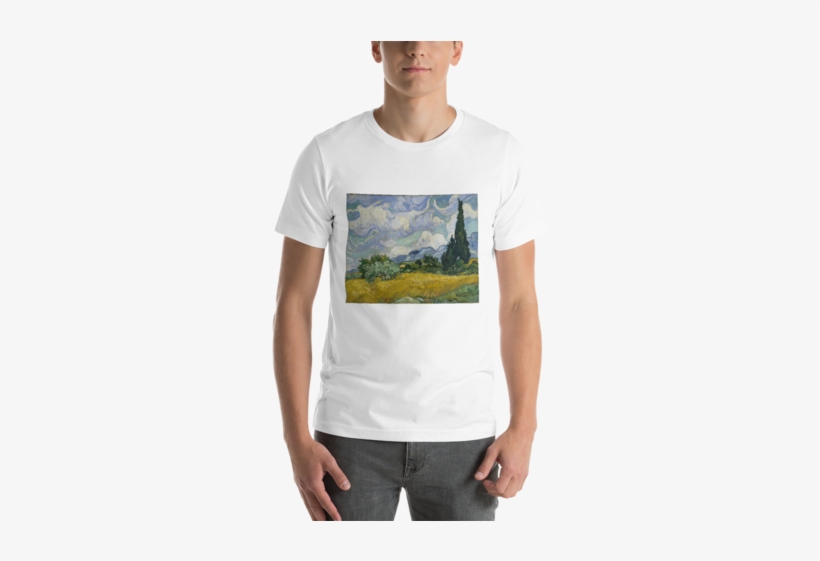 Wheat Field With Cypresses Cotton Art Tee For - Wheat Field With Cypresses - Masterpiece Classic -, transparent png download