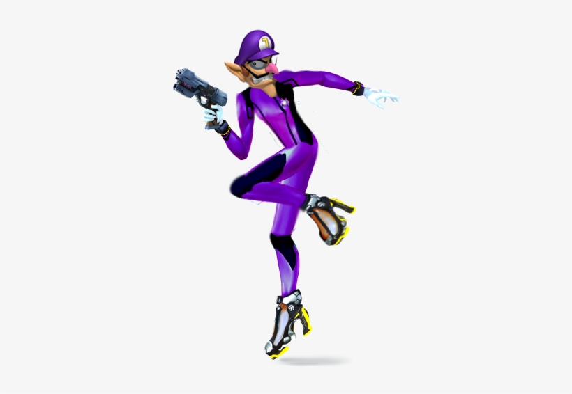 Super Smash Bros - Waluigi Zero Suit Samus, transparent png download