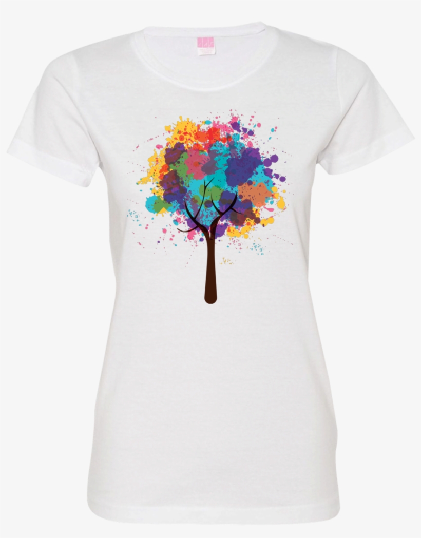 Watercolor Tree Ladies T Shirt - Tree, transparent png download