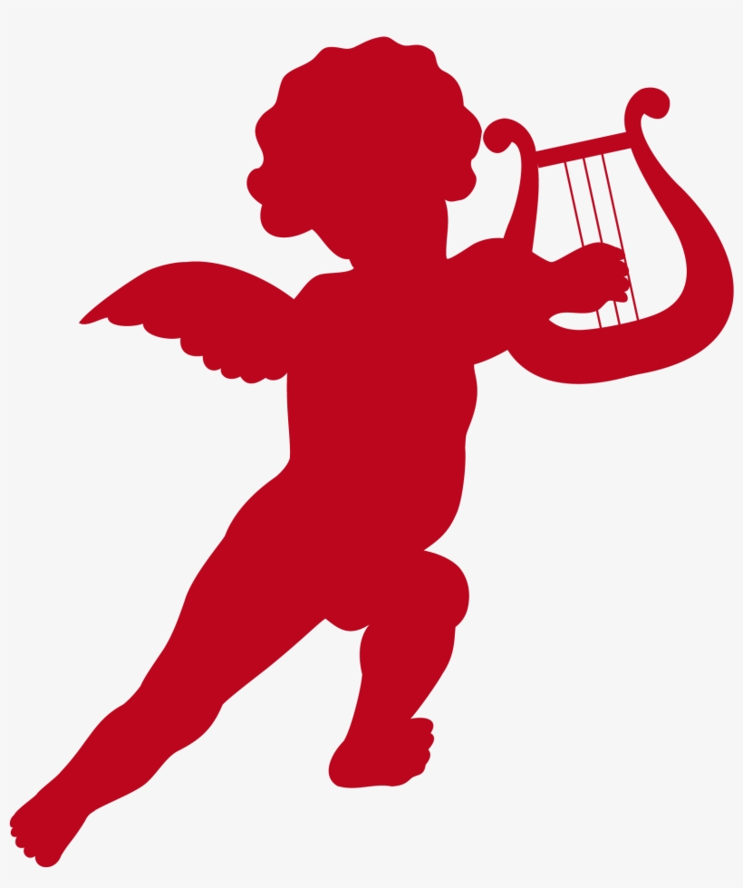 Cupid With Harp Transparent Png Clip Art Image - Cupid, transparent png download
