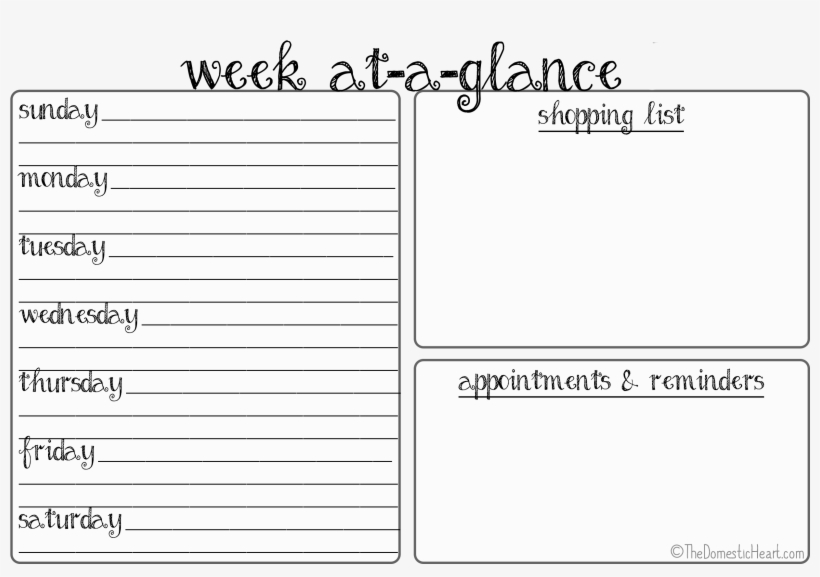Well This Simple Weekly Planner From Thedomesticheart - Document, transparent png download