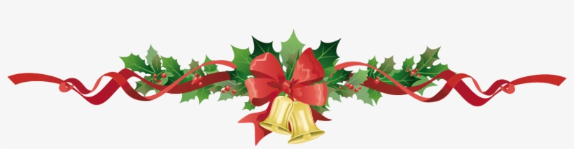 Poinsettia Garland Clipart Christmas Garland Bells - Christmas Page Borders Png, transparent png download