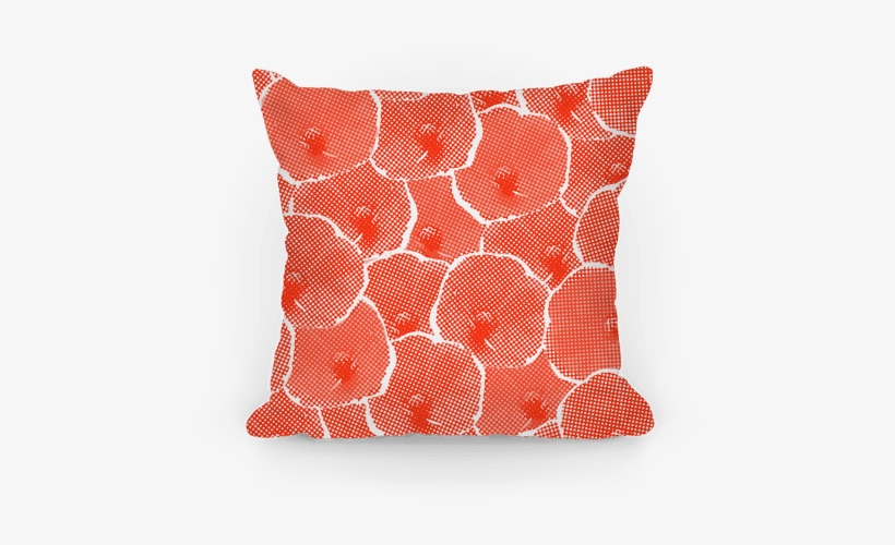 Red Poppy Flower Pattern Pillow - Red Pillow Flowers Transparent, transparent png download