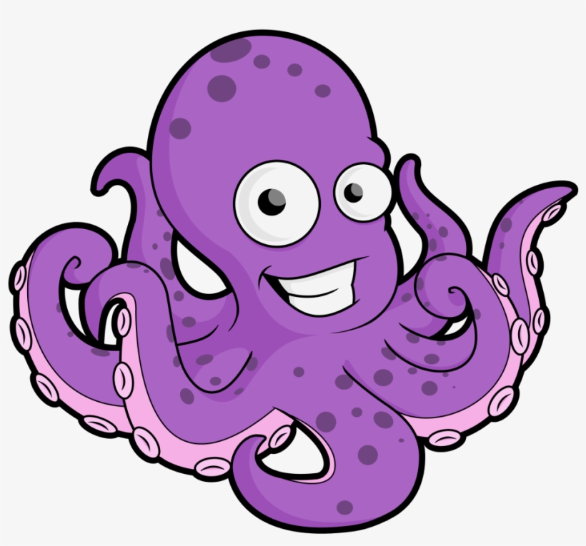 Free Cartoon Octopus Clip Art Vector - Octopus Clipart, transparent png download