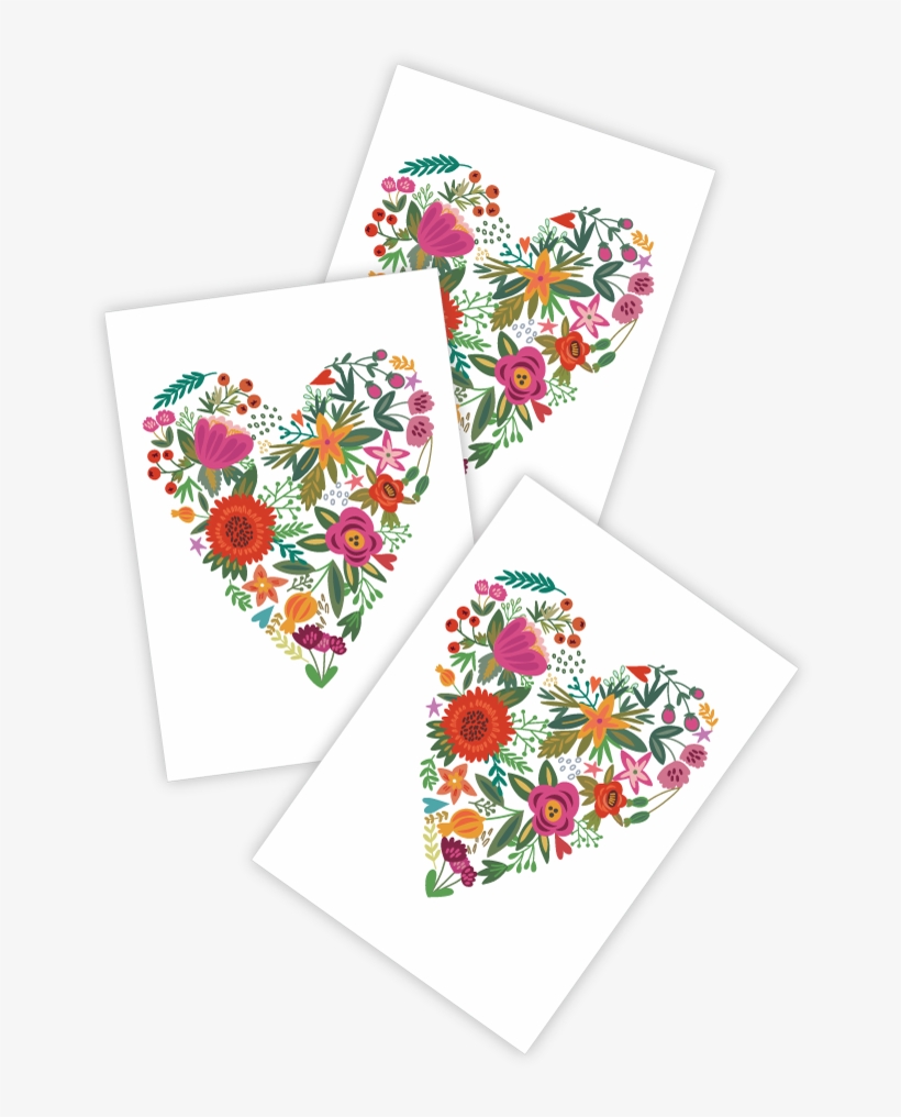 High Quality Temporary Tattoos «fower Heart» With Heart - Origami Paper, transparent png download
