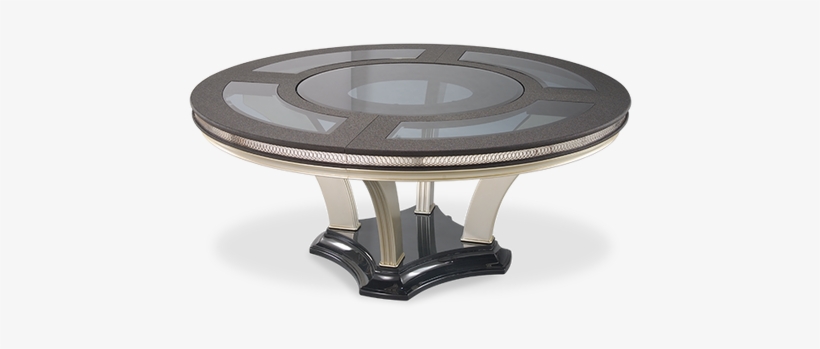 Caviar Finish Black Silver Accent Trim Glass Inserts - Aico Hollywood Swank Round Dining Set | Caviar, transparent png download