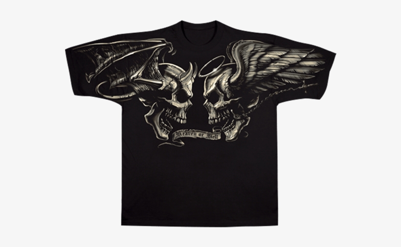 Good And Evil Skull Tee Shirt - Good And Evil Skulls, transparent png download