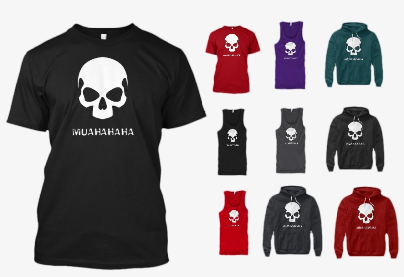 Muahahaha Evil Skull Tshirt - T-shirt, transparent png download