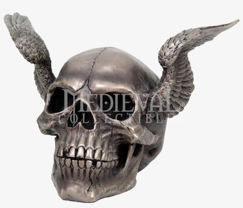Skull With Angel Wings Skull Head Statue Cold Cast, transparent png download