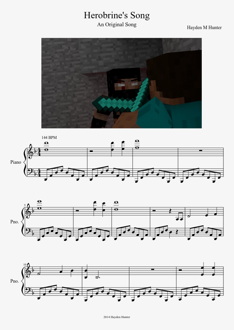 Herobrine's Song Sheet Music Composed By Hayden M Hunter - Comptine Dun Autre Ete Lapresmidi, transparent png download