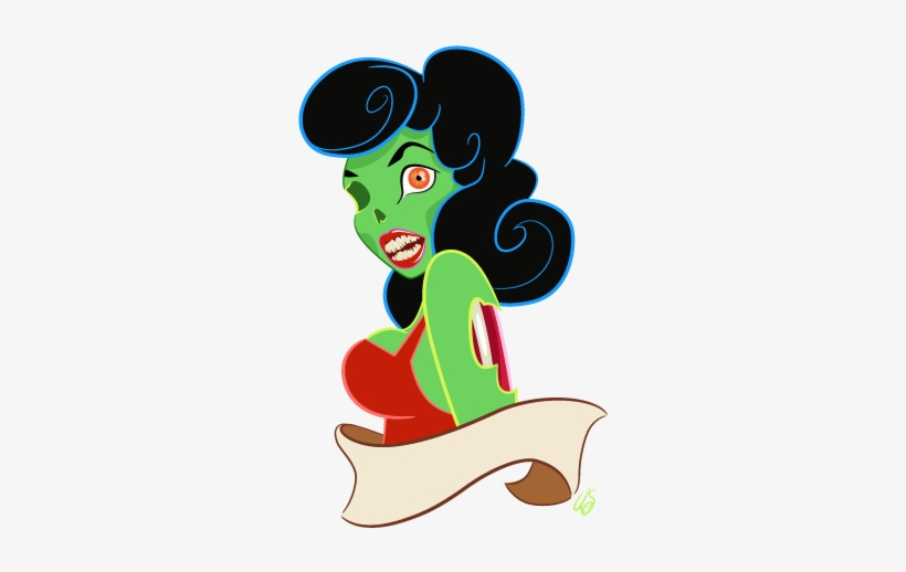 Pinup-tattoo - Pin Up Zombie Png, transparent png download