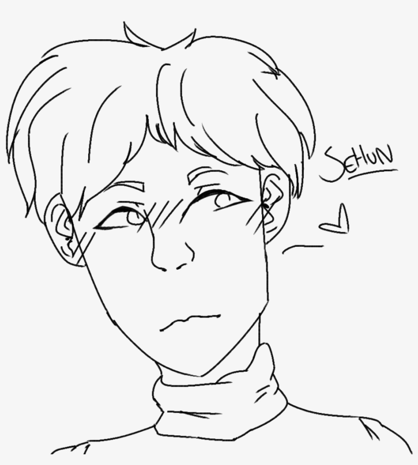 Sehun Cartoon Sketch - Line Art, transparent png download