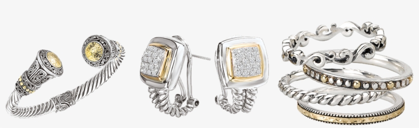 Featuring Eleganza Sterling Silver With 18 Karat Gold - 925 Silver Hammered Circle Hinged Cuff Bracelet, transparent png download