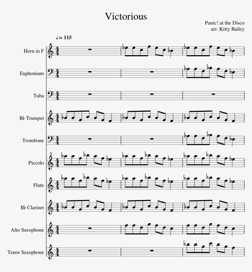 Victorious Sheet Music Composed By Panic At The Disco - Kiss The Girl Little Mermaid Sheet Music Pdf, transparent png download