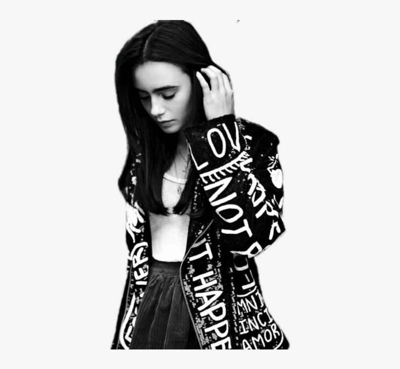 Lily Collins And Black And White Image - Lily Collins Hd Iphone, transparent png download