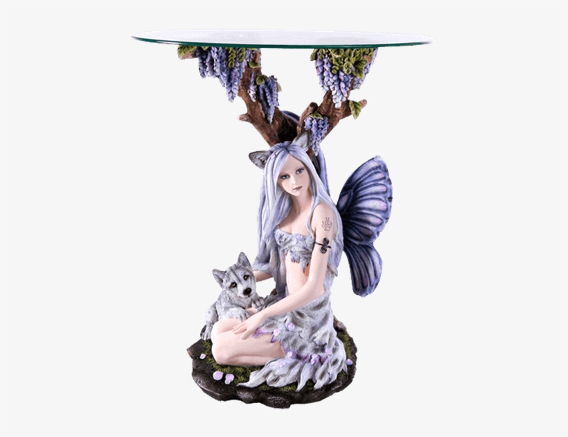 Tribal Wolf Fairy End Table - Pacific Giftware 11392 Beautiful Wolf Fairy With Wolf, transparent png download