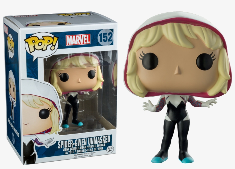 Spider Gwen Hooded Unmasked Pop Vinyl Figure Main Image - Spider Gwen Unmasked Funko, transparent png download