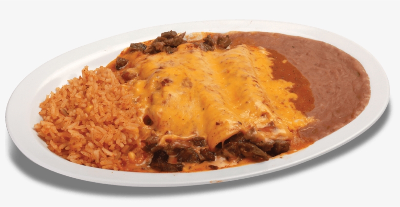 Three Beef, Chicken Or Cheese Enchiladas Topped With - Enchilada, transparent png download