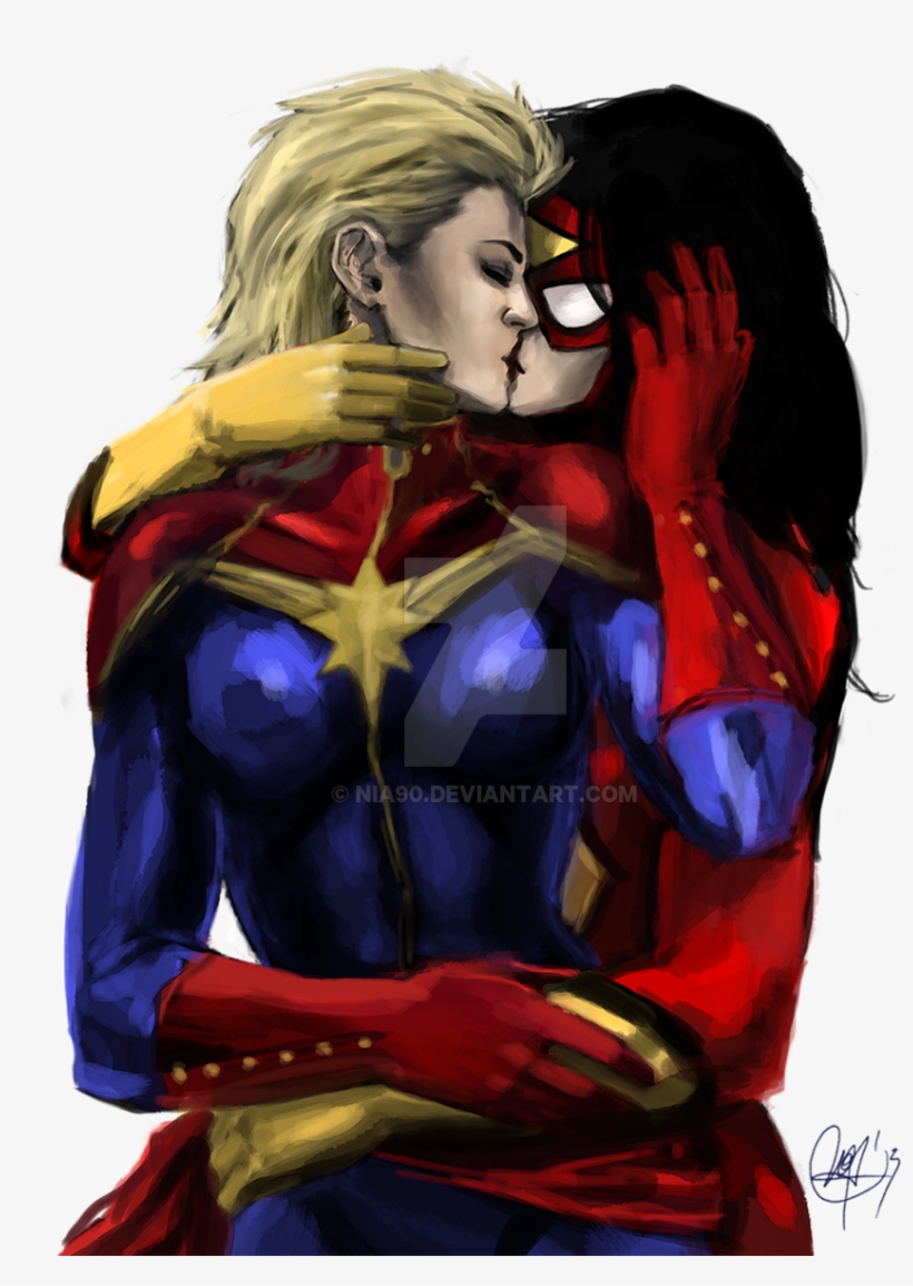 Drawn Kiss Spider Woman - Ms Marvel X Spider Woman Transparent PNG -  900x1178 - Free Download on NicePNG, image size:820x1154