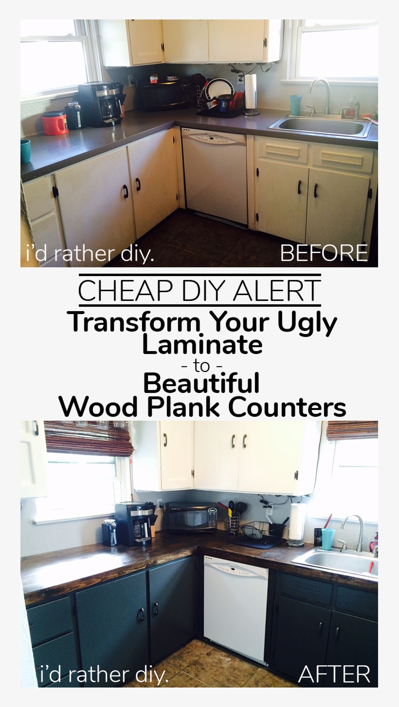Pinterest Cheap Easy Wood Plank Countertops - Countertop, transparent png download