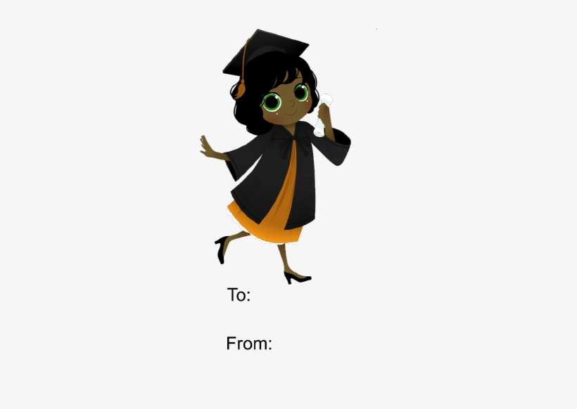 Graduation Girl Walking Gift Tag Gift Tag - Gift Tags, transparent png download
