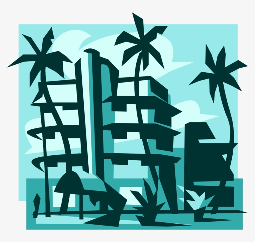 Vector Illustration Of Miami Beach Resort Hotel With - Example Of Traditional Wisdom, transparent png download