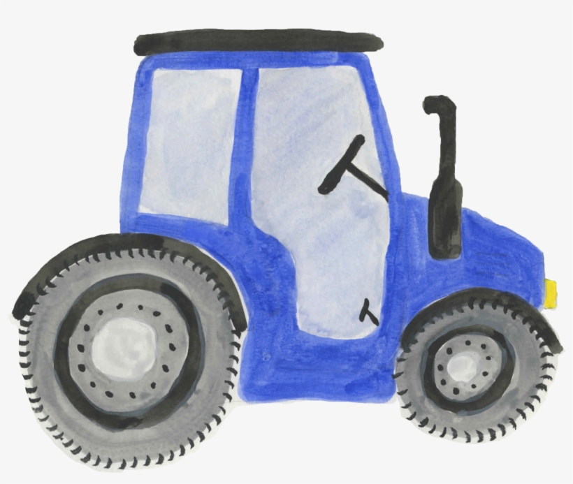 Watercolor Clipart, Tractor, Farm, Kids Clipart - Watercolor Painting, transparent png download