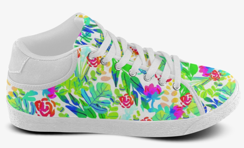 Cute Tropical Watercolor Flowers Womens Chukka Canvas - Shoe, transparent png download