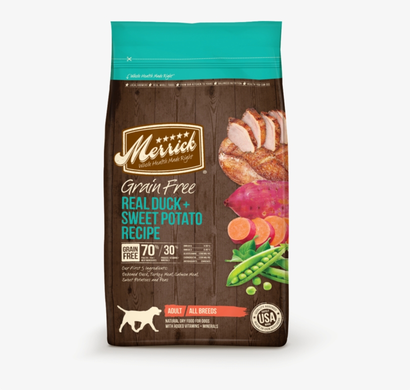 Merrick Grain Free Real Duck And Sweet Potato Dry Dog - Merrick Grain Free Dry Dog Food, transparent png download