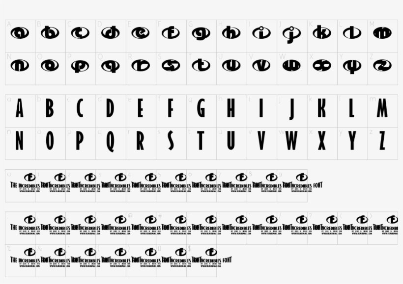 Character Map - Incredibles Font, transparent png download