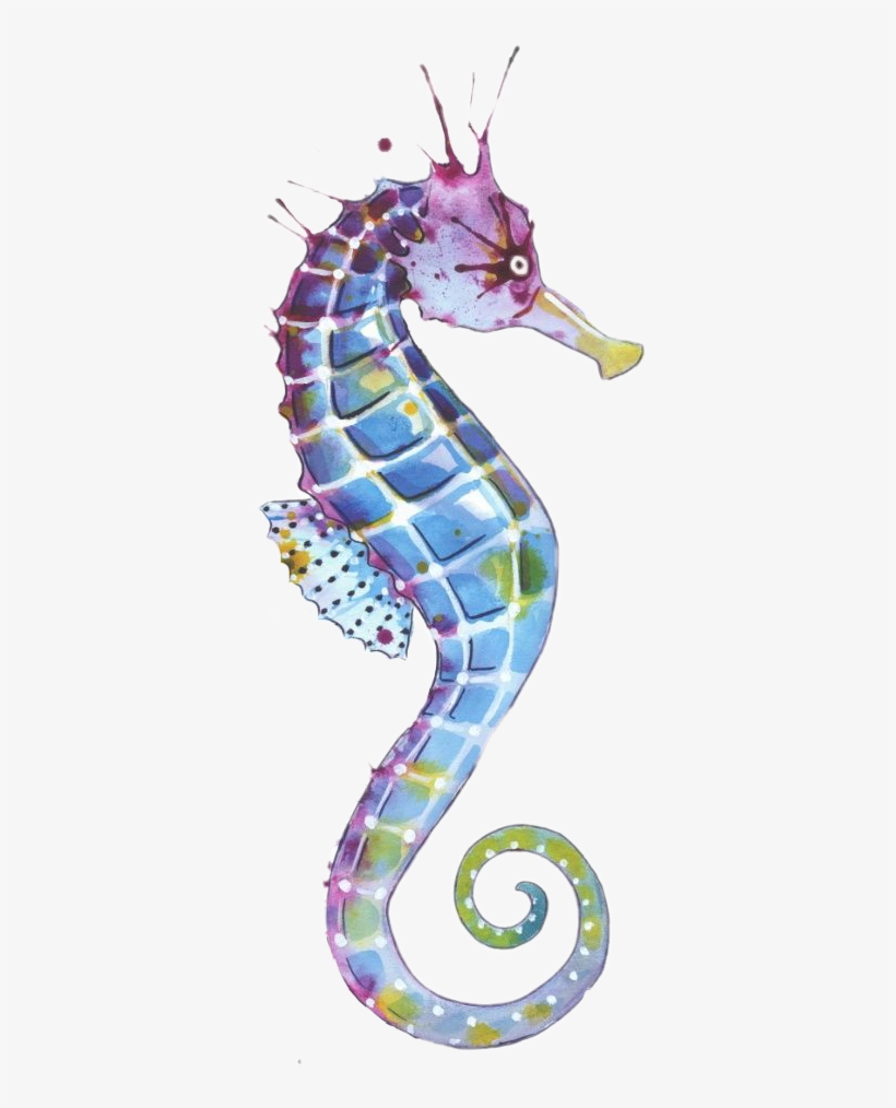 Watercolors Sticker - Seahorse Art, transparent png download