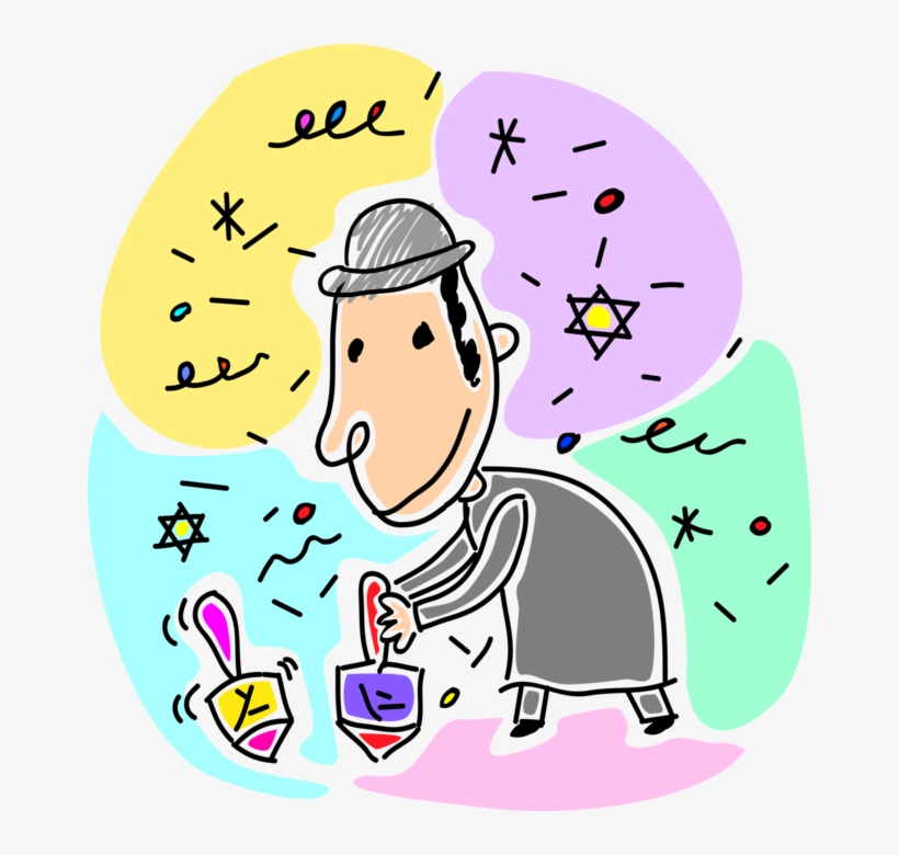 Vector Illustration Of Hebrew Boy Spins Jewish Holiday - Dreidel, transparent png download