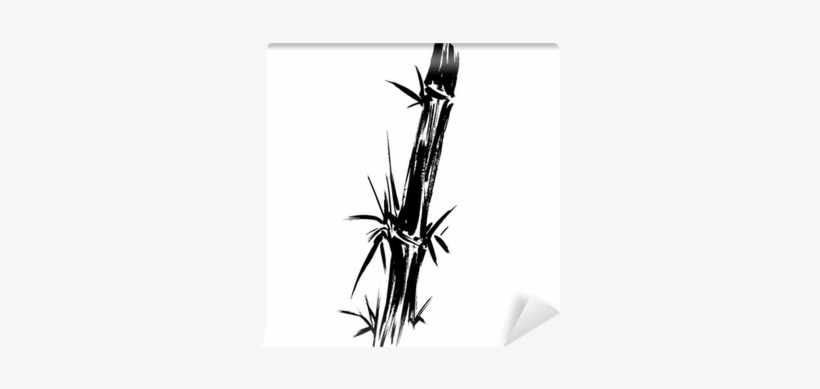 Bamboo Silhouette Drawing Wall Mural - Drawing, transparent png download