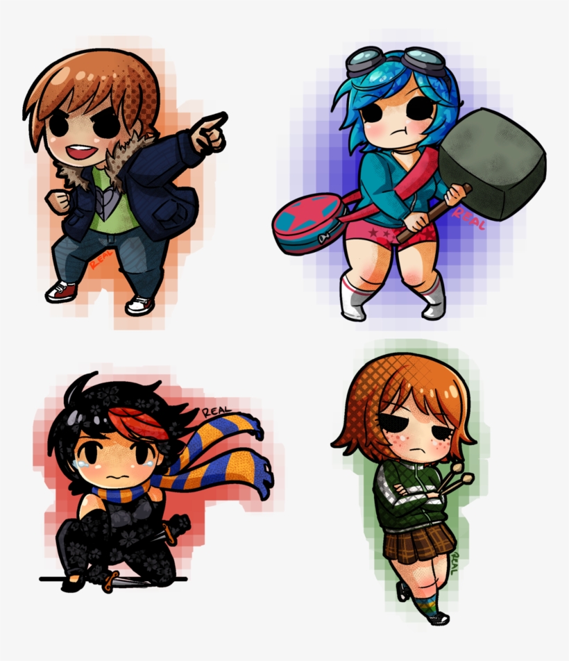 Scott Pilgrim Chibi Set By Velithe On Deviantart - Scott Pilgrim Vs The World Chibi, transparent png download
