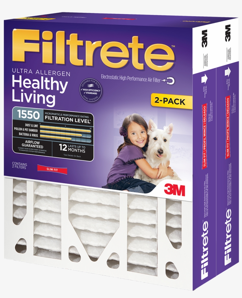 3m Filtrete 1550 Mpr 4-inch Ultra Allergen Reduction - 3m Filtrete Ultra Allergen Reduction Filter Slim Fit, transparent png download