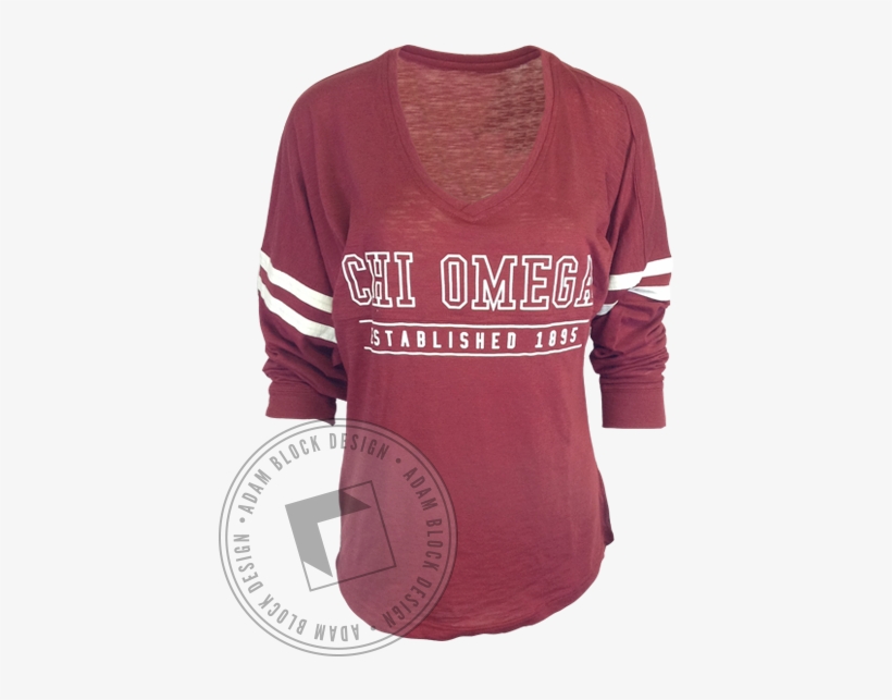 Chi Omega Athletic Striped Long Sleeve - Long-sleeved T-shirt, transparent png download