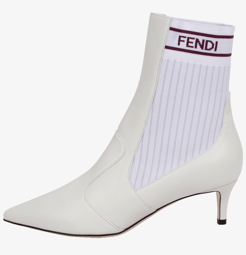 Fendi Logo Jacquard Ribbed Stretch Knit And Leather - Basic Pump, transparent png download