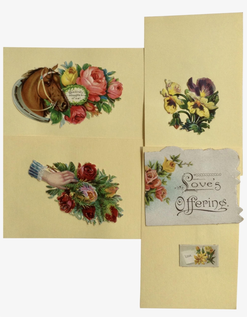 Victorian 1875 1880 Gorgeous Floral Horse Die Cut Embossed - Happy New Year 2012 Horse, transparent png download
