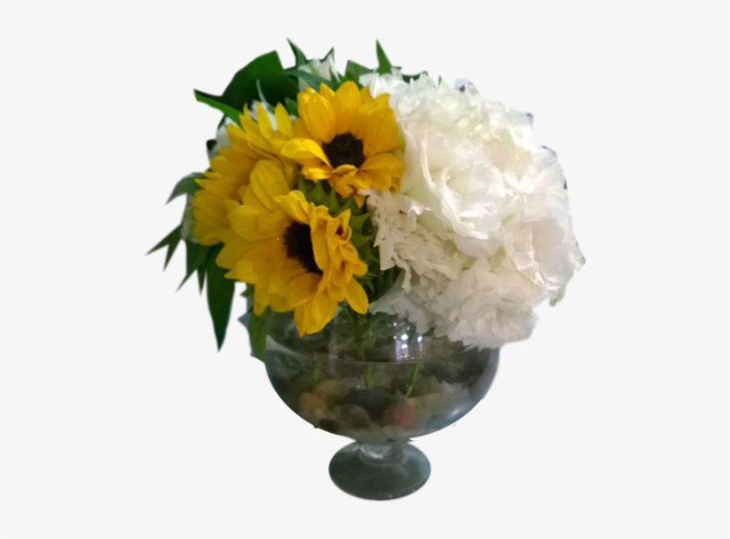 Girasoles Y Lisianthus En Florero - Bouquet, transparent png download