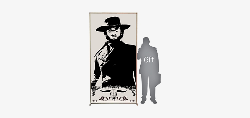 Lit Silhouette Wall, Clint Eastwood - Clint Eastwood Black And White Cowboy, transparent png download